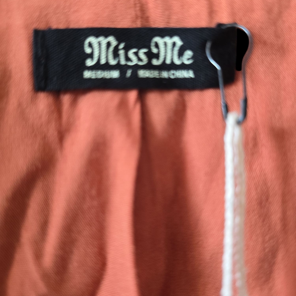 Miss Me Orange and Cream Blazer with Plaid and Geometric Patterns - Picture 3 of 4